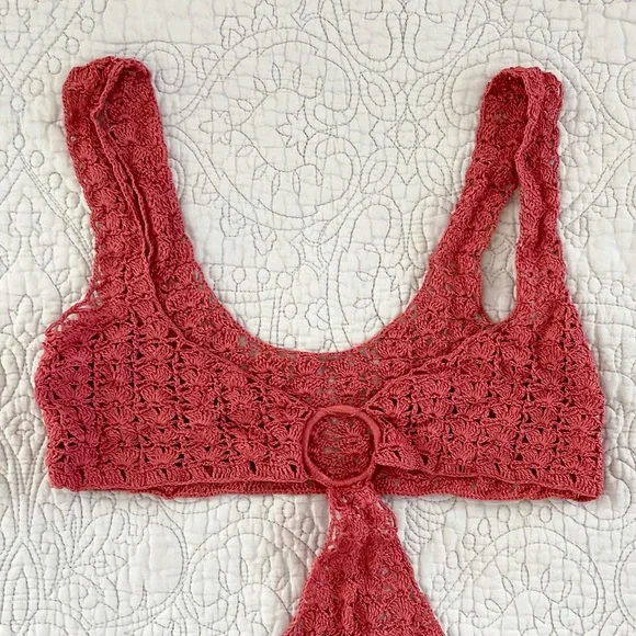 Cult Gaia Tyra Crochet Cutout Maxi Dress Sheer Beach Jaipur Pink XS NWT - Picture 3 of 11